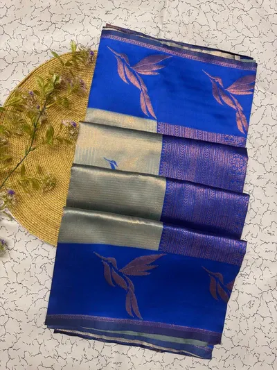 Elegant Kanchipuram Silk Saree Peacock Blue